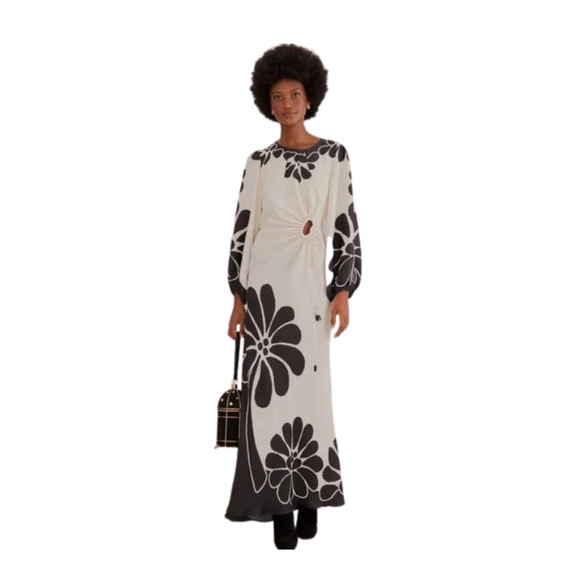 Farm Rio Black Palermo Cut Out Lenzing™ Ecovero™ Viscose Maxi Dress - Picture 5 of 10